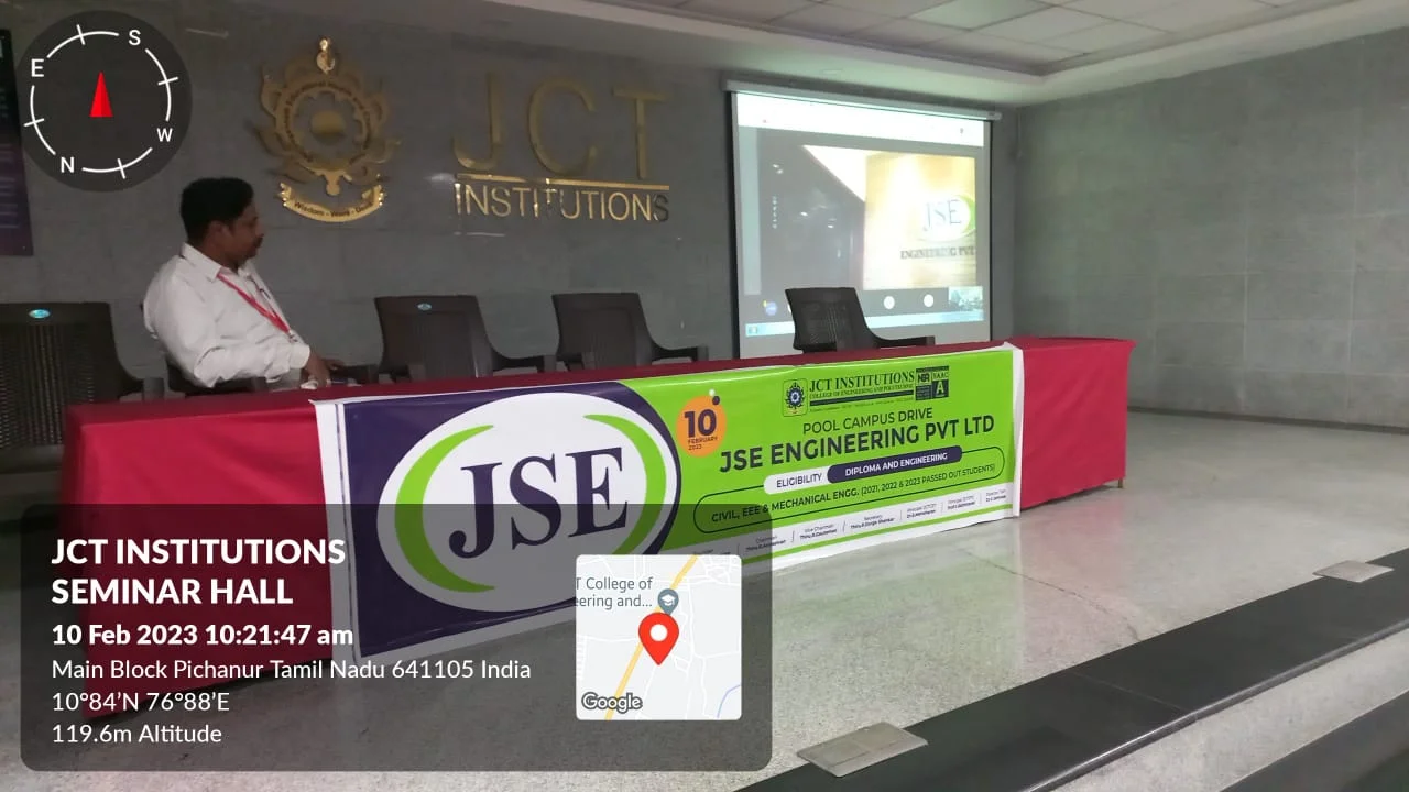 The Department of Training and Placement conducted a Pool-Campus Virtual Drive at  JCT campus- JSE Engineering Pvt. Ltd Chennai. — photo 2