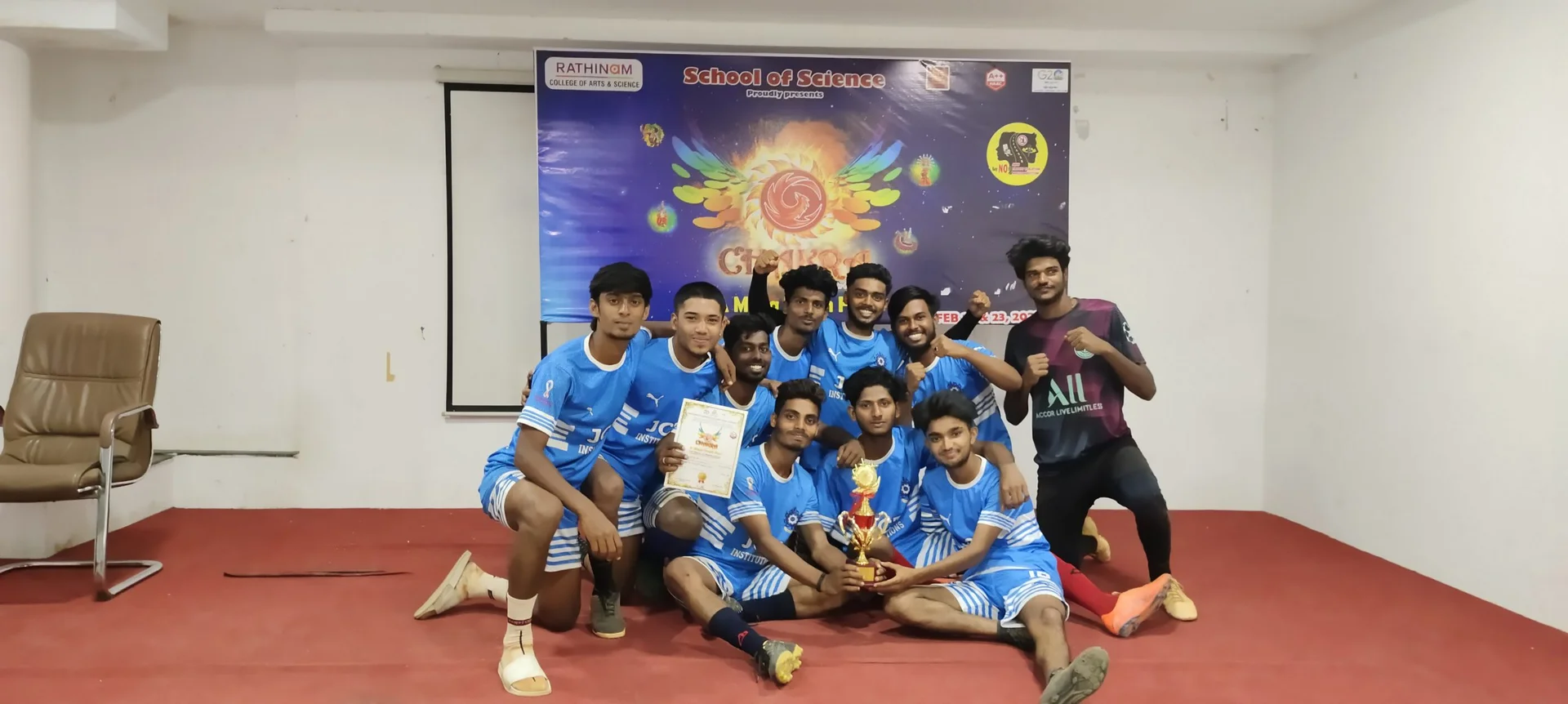 college Football team secured First position in Chakra Football Tournament held at Rathinam College of Arts and Science, Coimbatore on 22-02-23. — photo 1