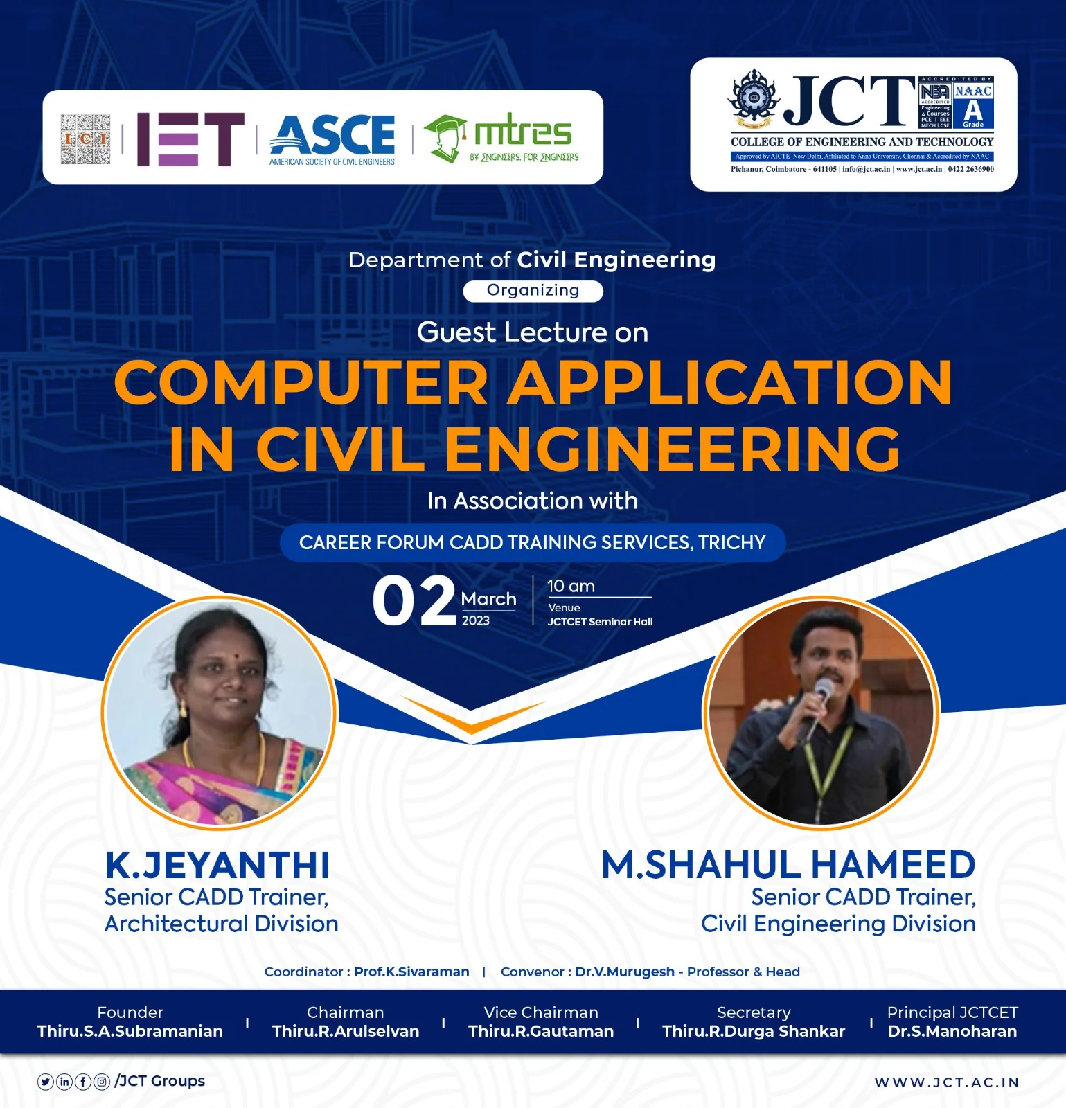 Department of Civil Engineering organized Guest Lecture for the IInd , IIIrd , and IVth  year students on the theme of "Computer Application in Civil Engineering" on March 2nd, 2023 — photo 1