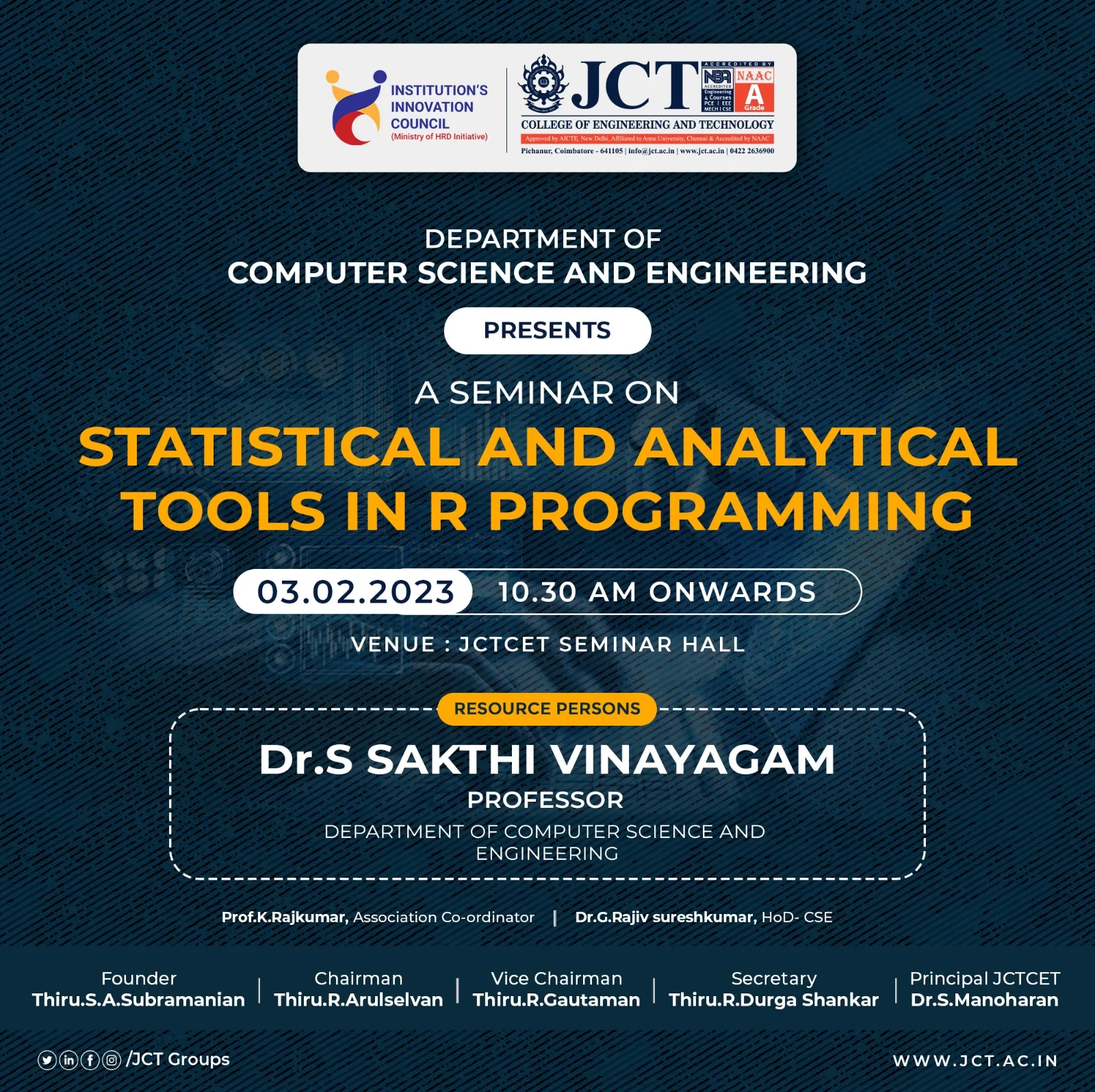 The Department of Computer Science and Engineering, organized a  seminar on “Statistical And Analytical Tools In R Programming” — photo 1