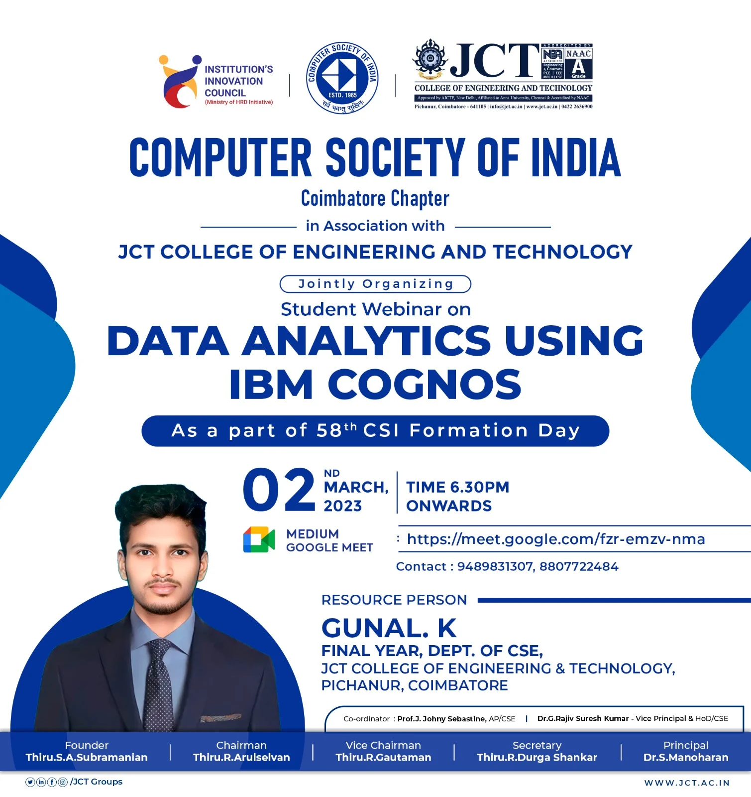 STUDENT SEMINAR ON “DATA ANALYTICS USING IBM COGNOS” IN ASSOCIATION WITH CSI COIMBATORE CHAPTER ON 2ND MARCH 2023 — photo 3