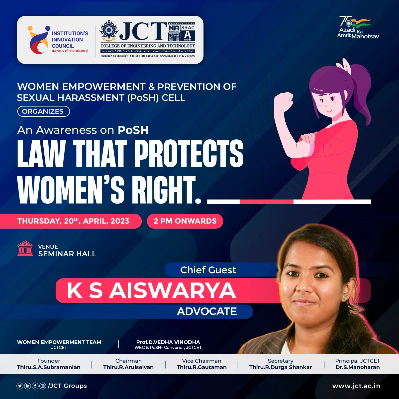 A Webinar on "An Awareness on PoSH-Law that protects Women’s Rights" was held on 20.04.2023 — photo 1