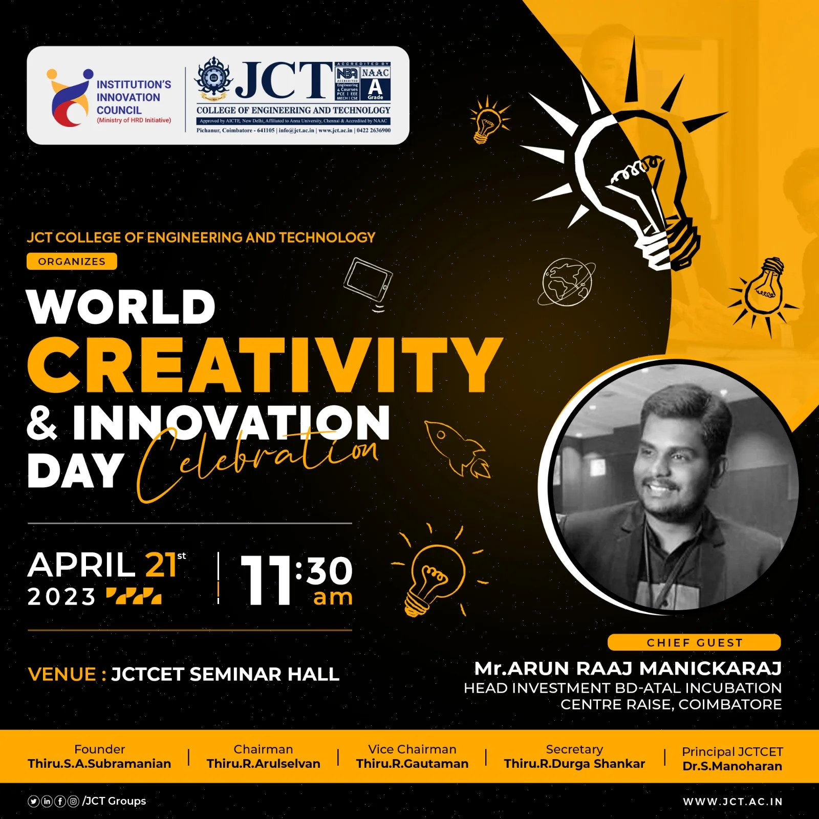 The World Creativity and Innovation Day was celebrated in JCT College of Engineering and Technology on April 21, 2023 — photo 1