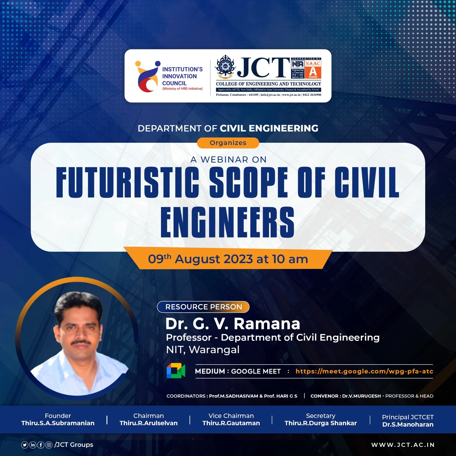 The Department of Civil Engineering hosted a webinar on Futuristic Scope of Civil Engineers — photo 1