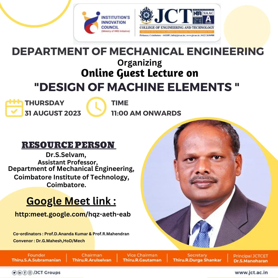 Guest Lecture entitled “DESIGN OF MACHINE ELEMENTS “on 31.08.2023 — photo 3