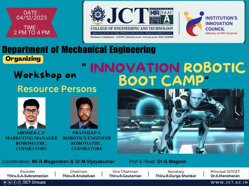 Institution’s Innovation Council jointly organized a workshop entitled “INNOVATION ROBOTIC BOOT CAMP" on 04.12.2023 — photo 5