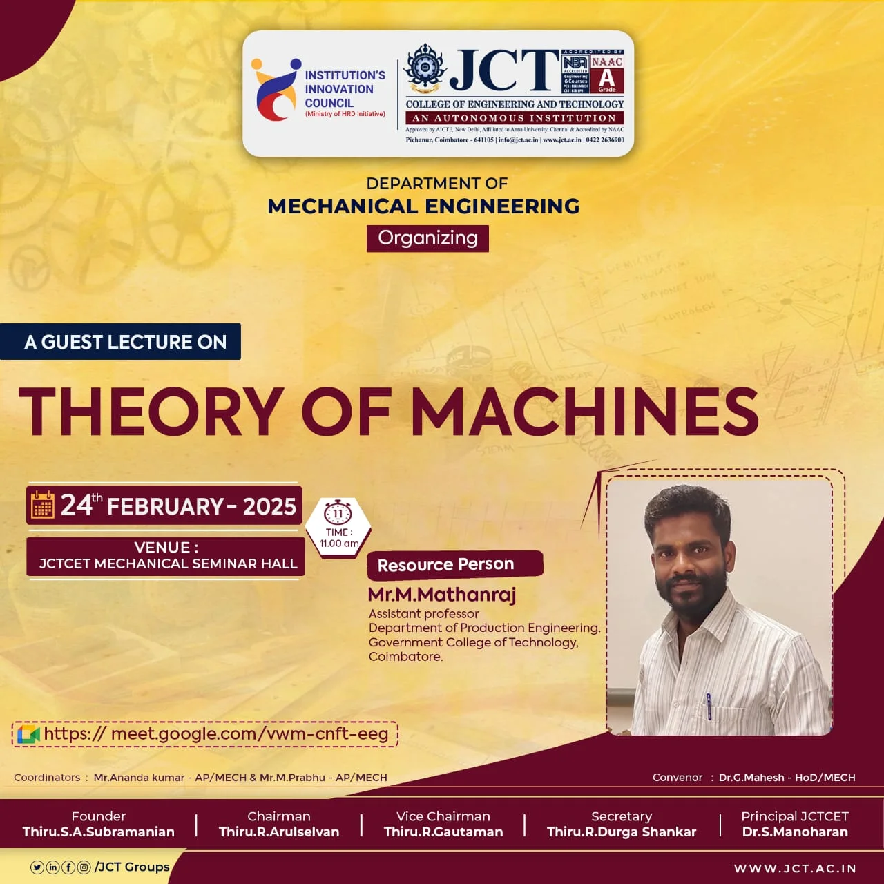 Guest Lecture  on THEORY OF  MACHINES 2025 — photo 1