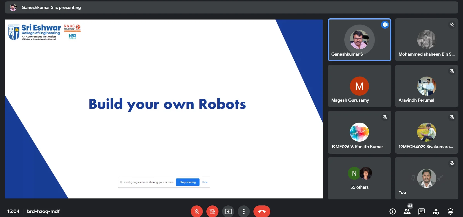 Webinar on “Develop your own Robots” organized by Department of Mechanical Engineering,JCTCET — photo 1