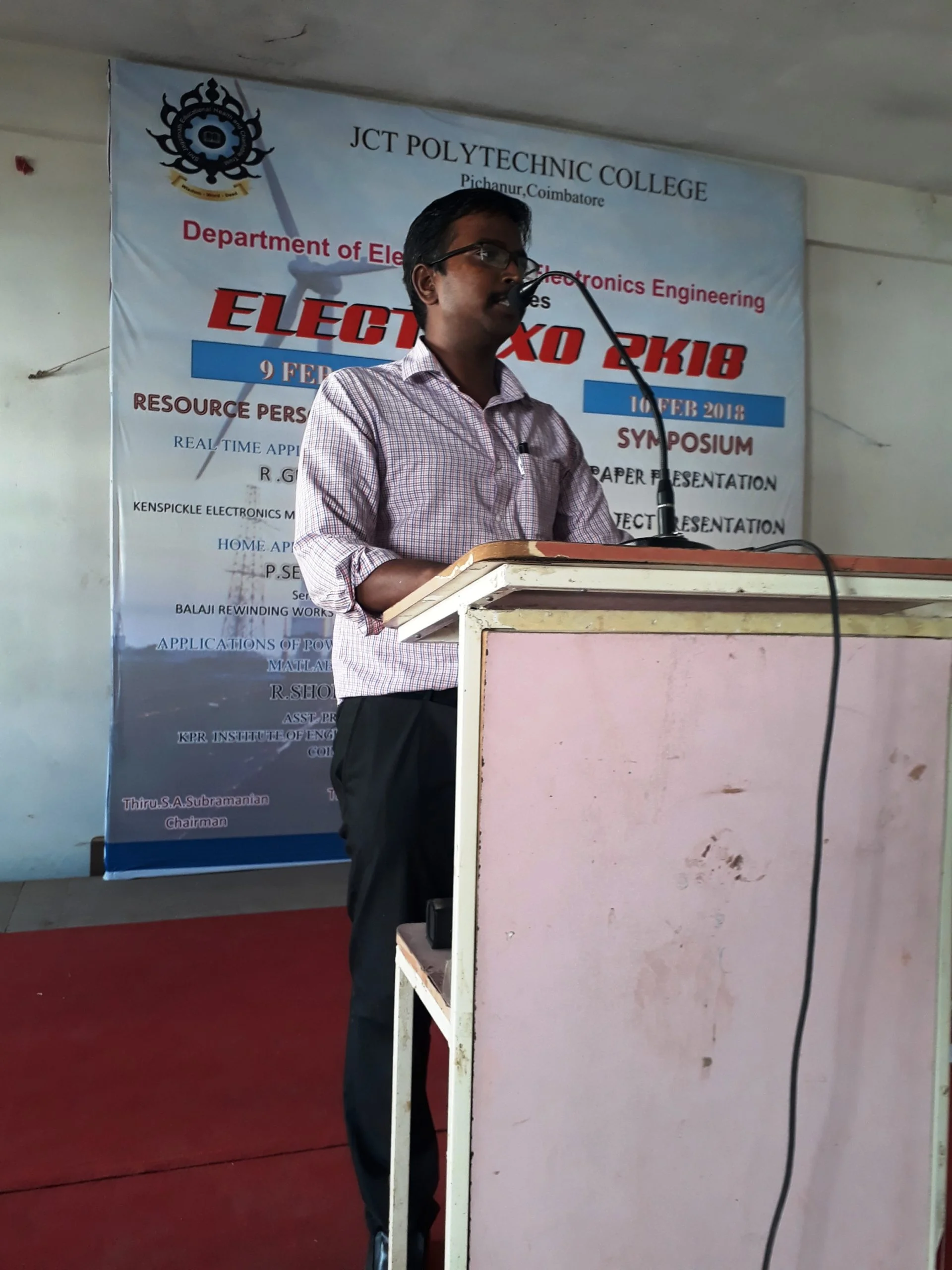 Electrixo 2018-choice Based Programmes (3 Workshops and Symposium With Technical Events) Organized by Department of Eee,jct Polytechnic College on 09th & 10th February 2018. — photo 3